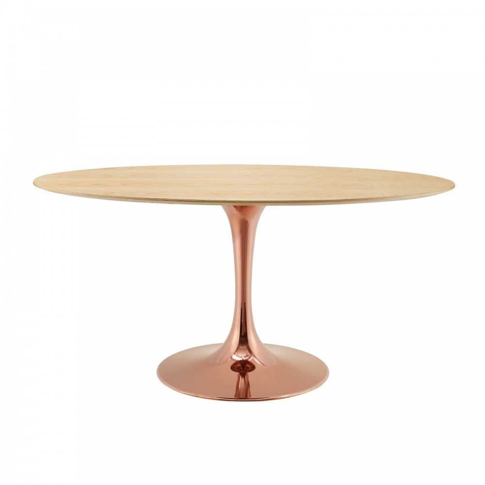 Lippa 60" Oval Wood Dining Table, Rose Natural