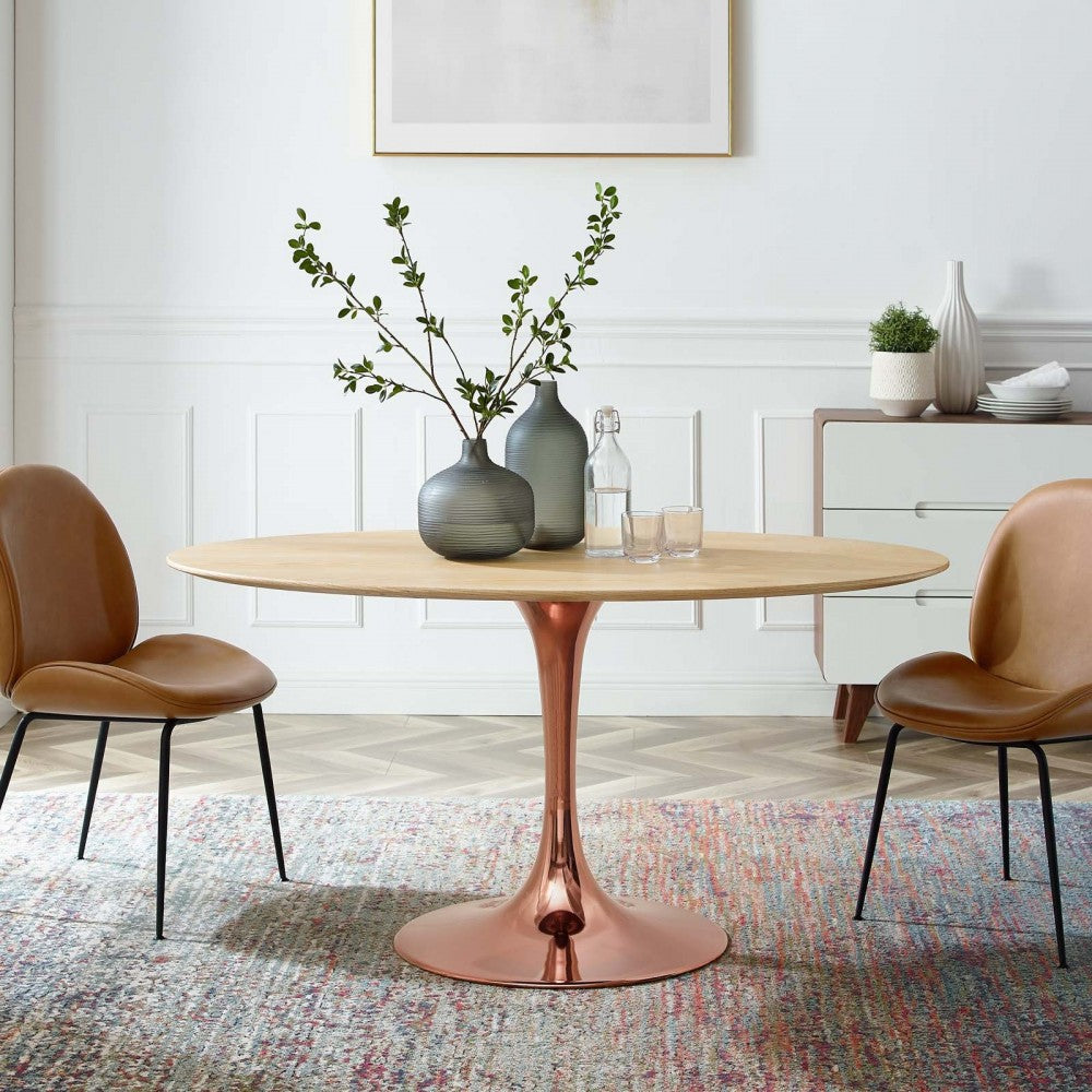 Lippa 60" Oval Wood Dining Table, Rose Natural