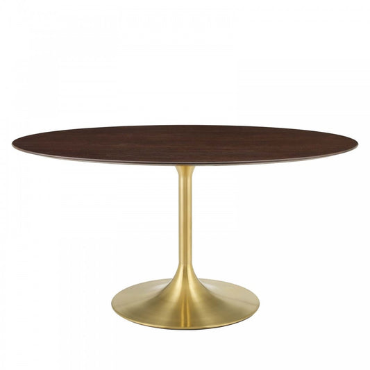 Lippa 60" Oval Wood Dining Table, Gold Cherry Walnut