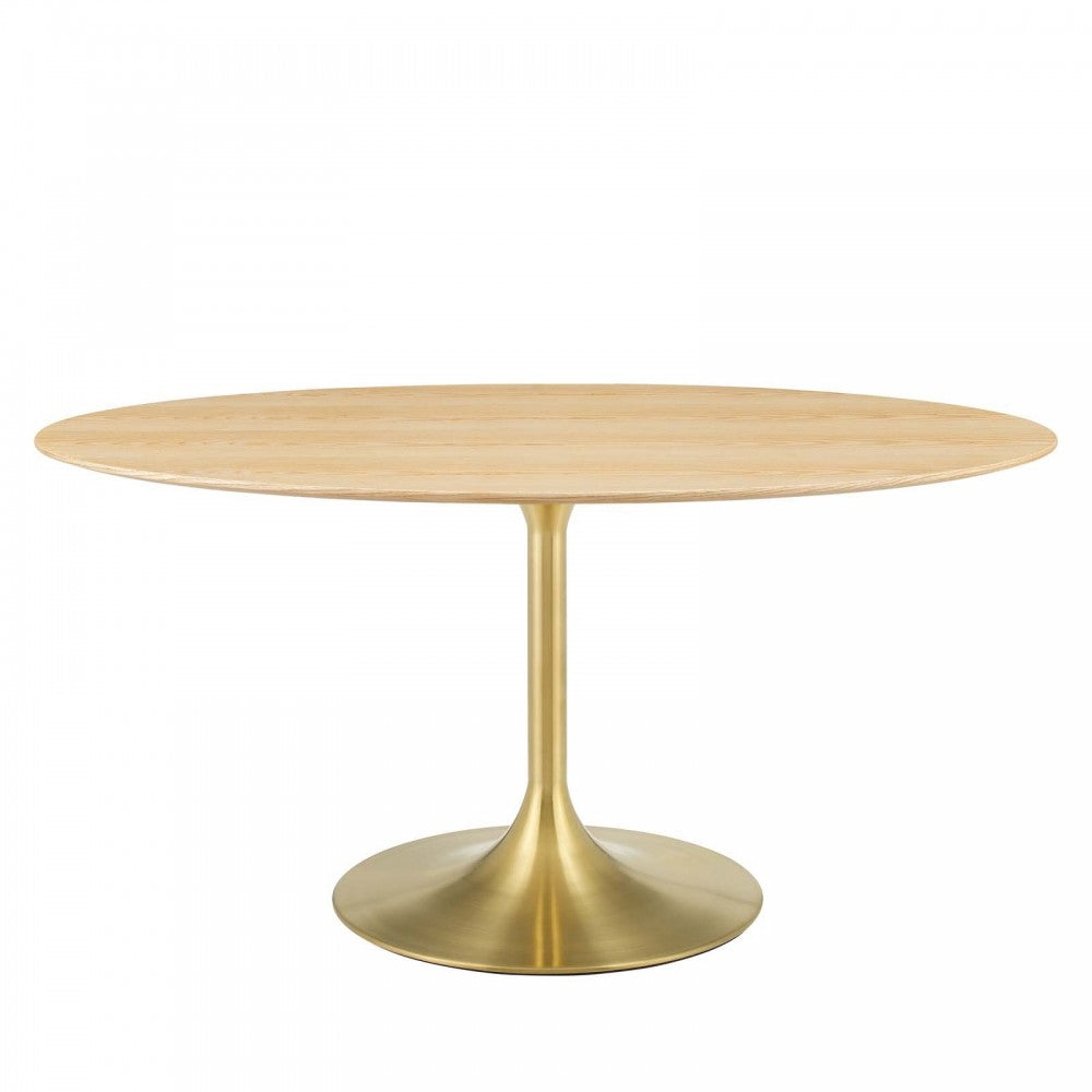 Lippa 60" Oval Wood Dining Table, Gold Natural