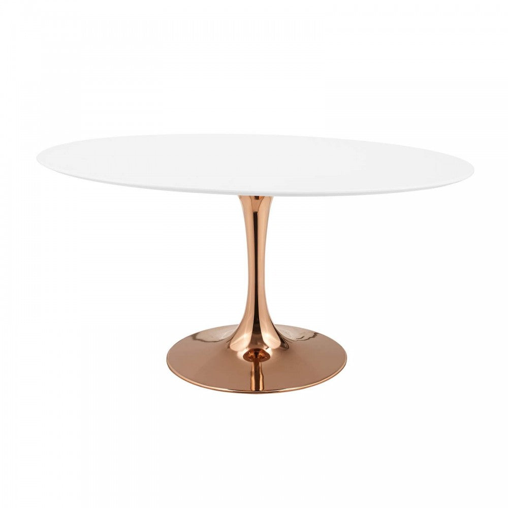 Lippa 60" Oval Wood Top Dining Table, Rose White