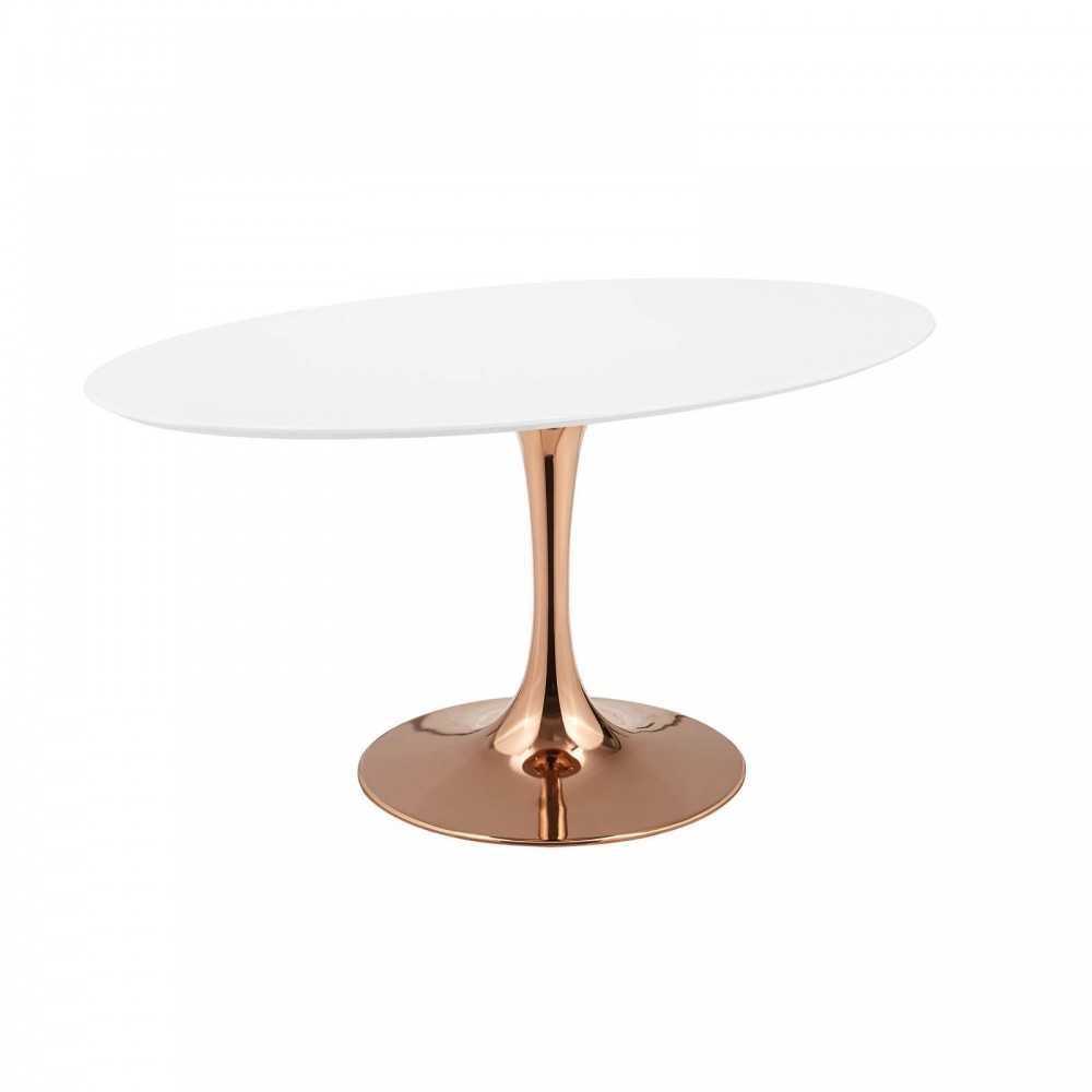 Lippa 60" Oval Wood Top Dining Table, Rose White