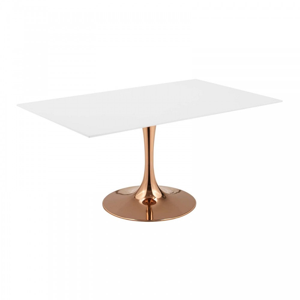 Lippa 60" Rectangle Wood Dining Table, Rose White