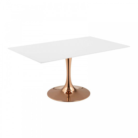 Lippa 60" Rectangle Wood Dining Table, Rose White