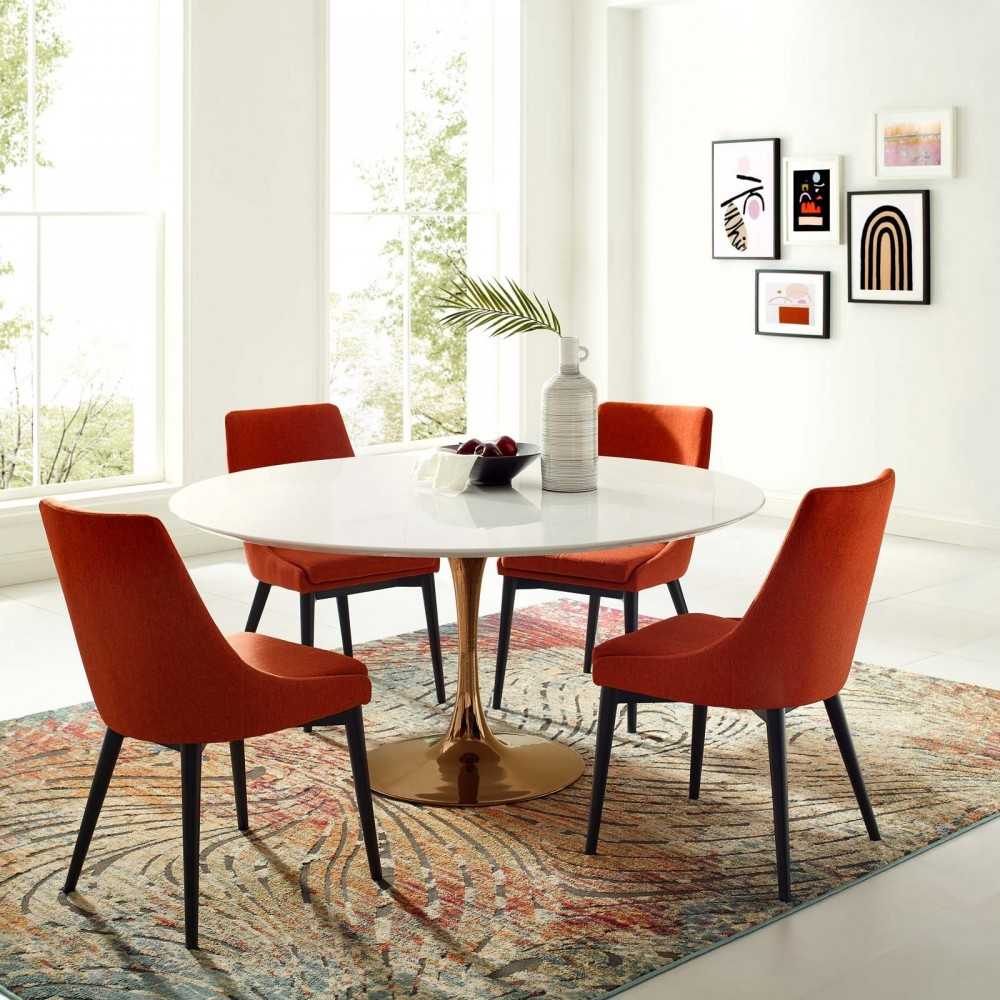 Lippa 60" Round Wood Dining Table, Rose White