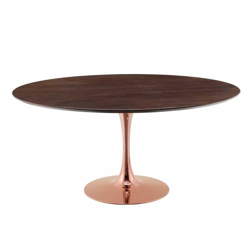 Lippa 60" Wood Dining Table, Rose Cherry Walnut