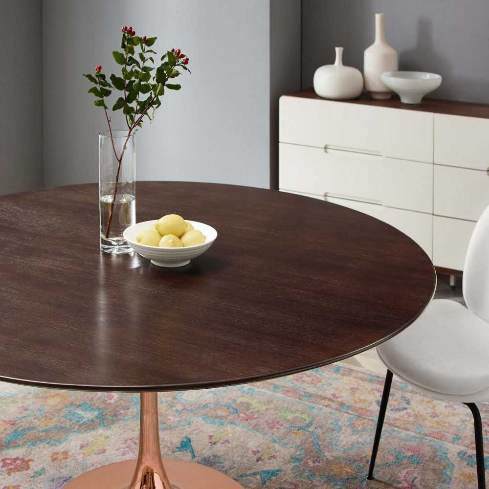 Lippa 60" Wood Dining Table, Rose Cherry Walnut