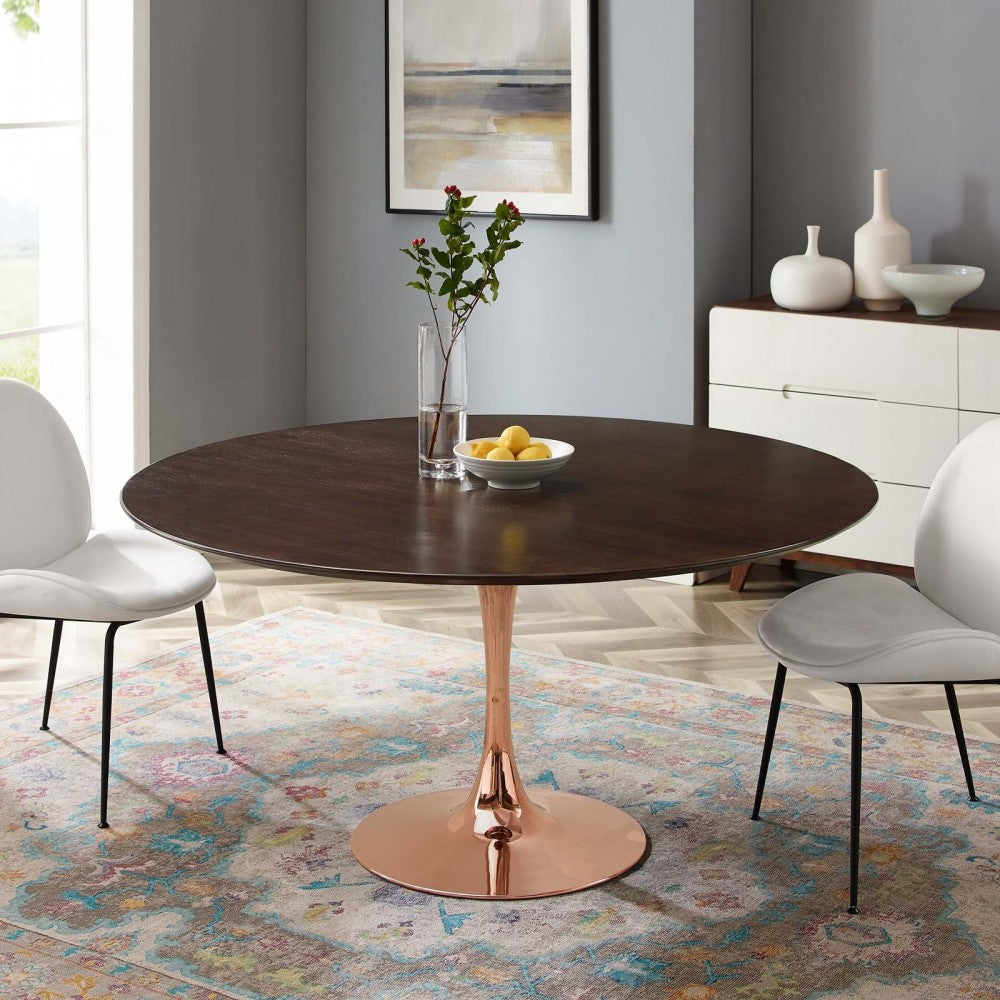 Lippa 60" Wood Dining Table, Rose Cherry Walnut