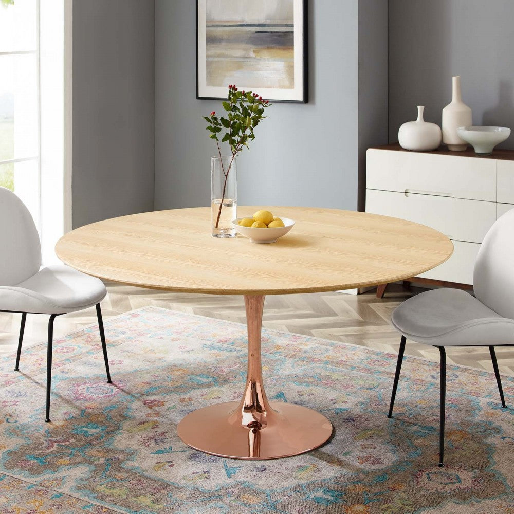 Lippa 60" Wood Dining Table, Rose Natural