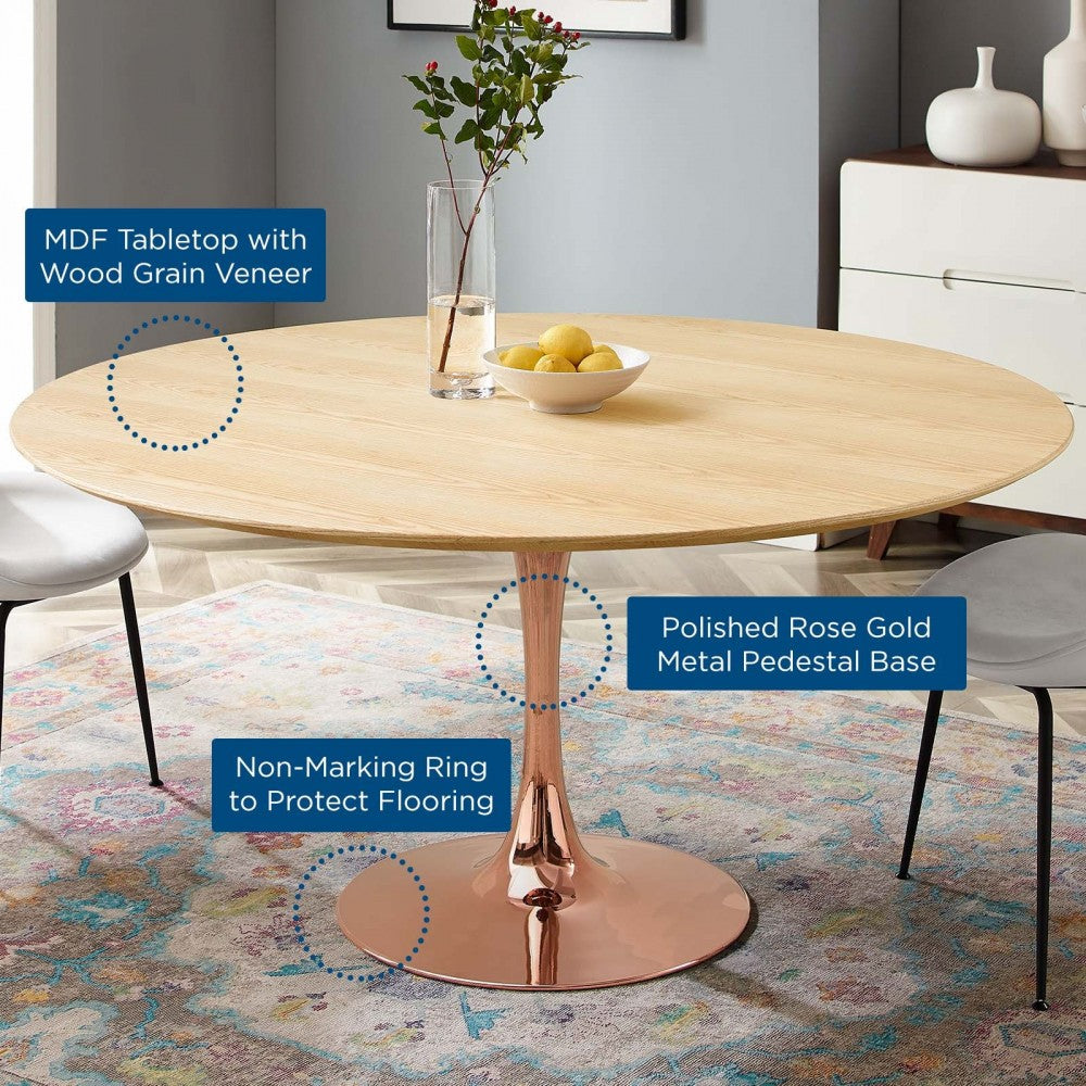 Lippa 60" Wood Dining Table, Rose Natural