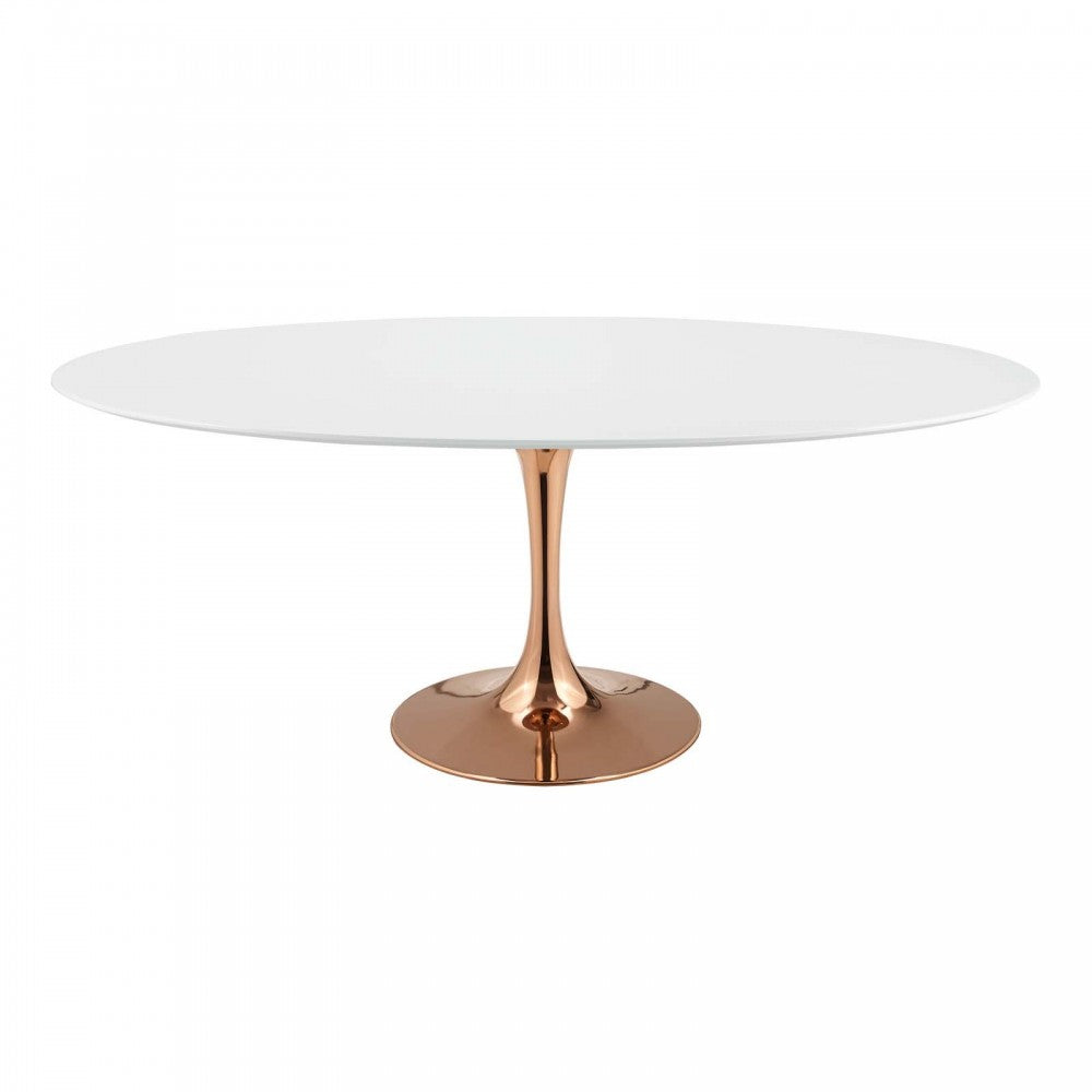 Lippa 78" Oval Wood Dining Table, Rose White