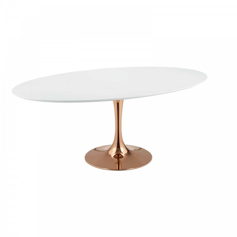 Lippa 78" Oval Wood Dining Table, Rose White