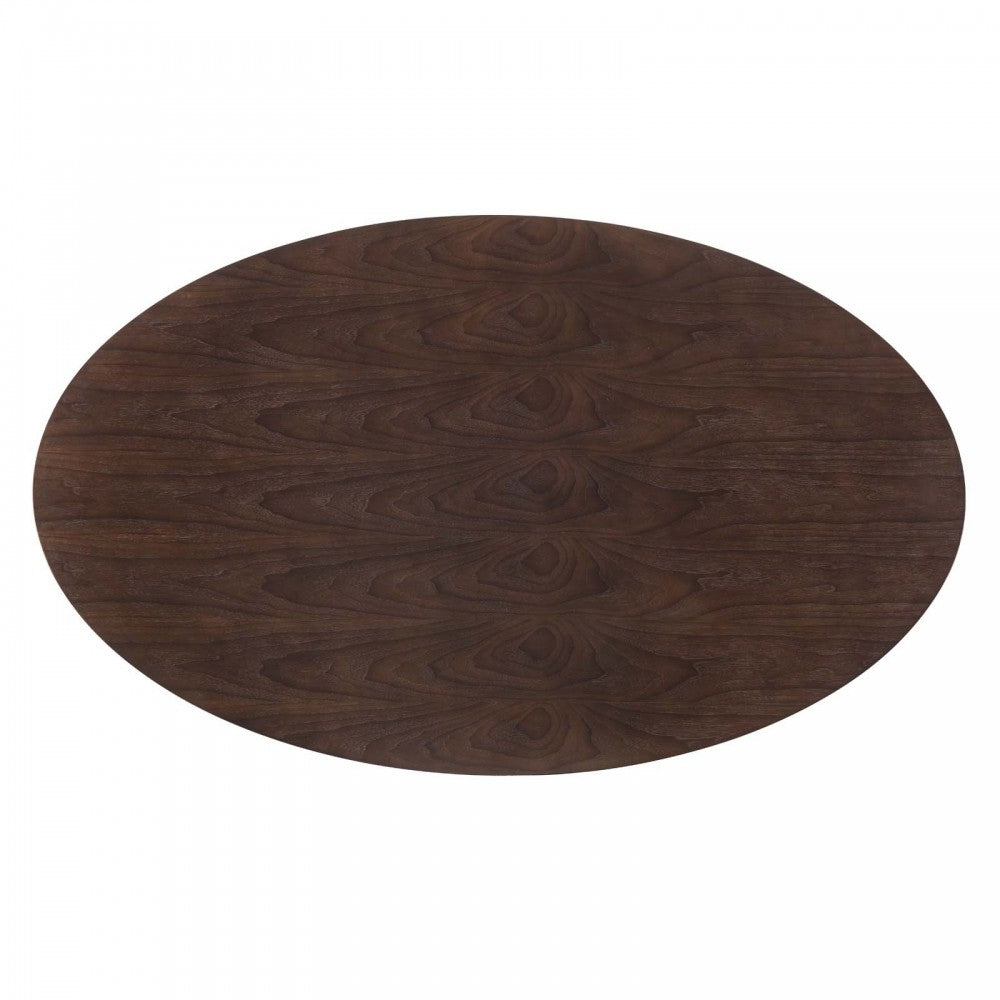 Lippa 78" Oval Wood Dining Table, Rose Cherry Walnut