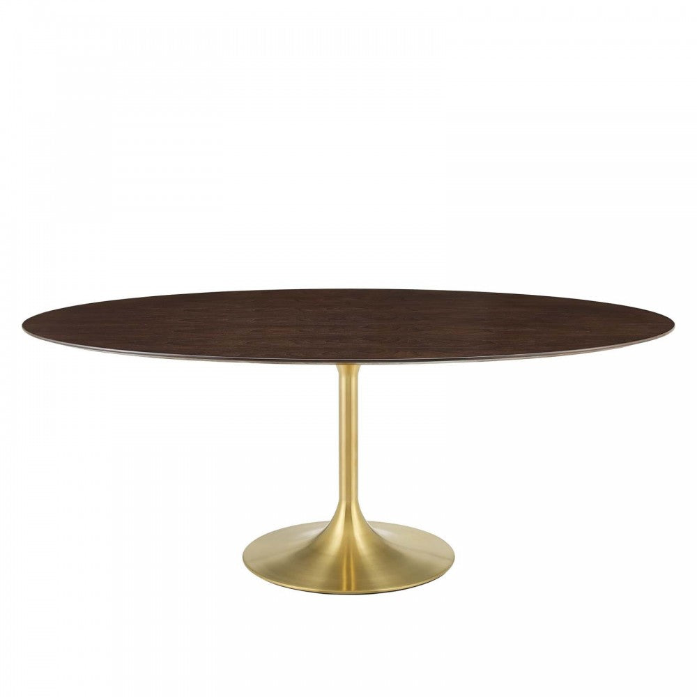 Lippa 78" Oval Wood Dining Table, Gold Cherry Walnut