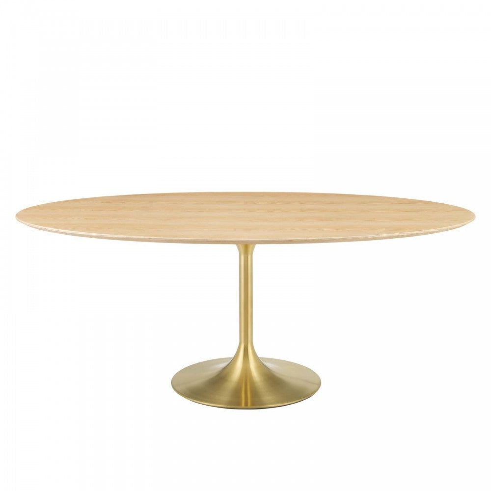 Lippa 78" Oval Wood Dining Table, Gold Natural