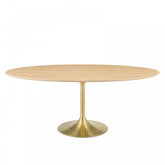 Lippa 78" Oval Wood Dining Table, Gold Natural