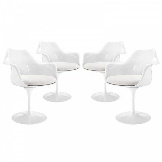 Lippa Dining Armchair Set of 4, White