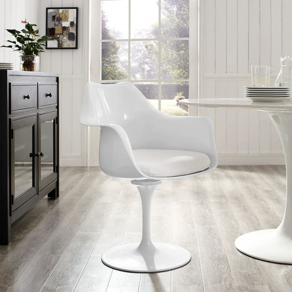 Lippa Dining Fabric Armchair, White