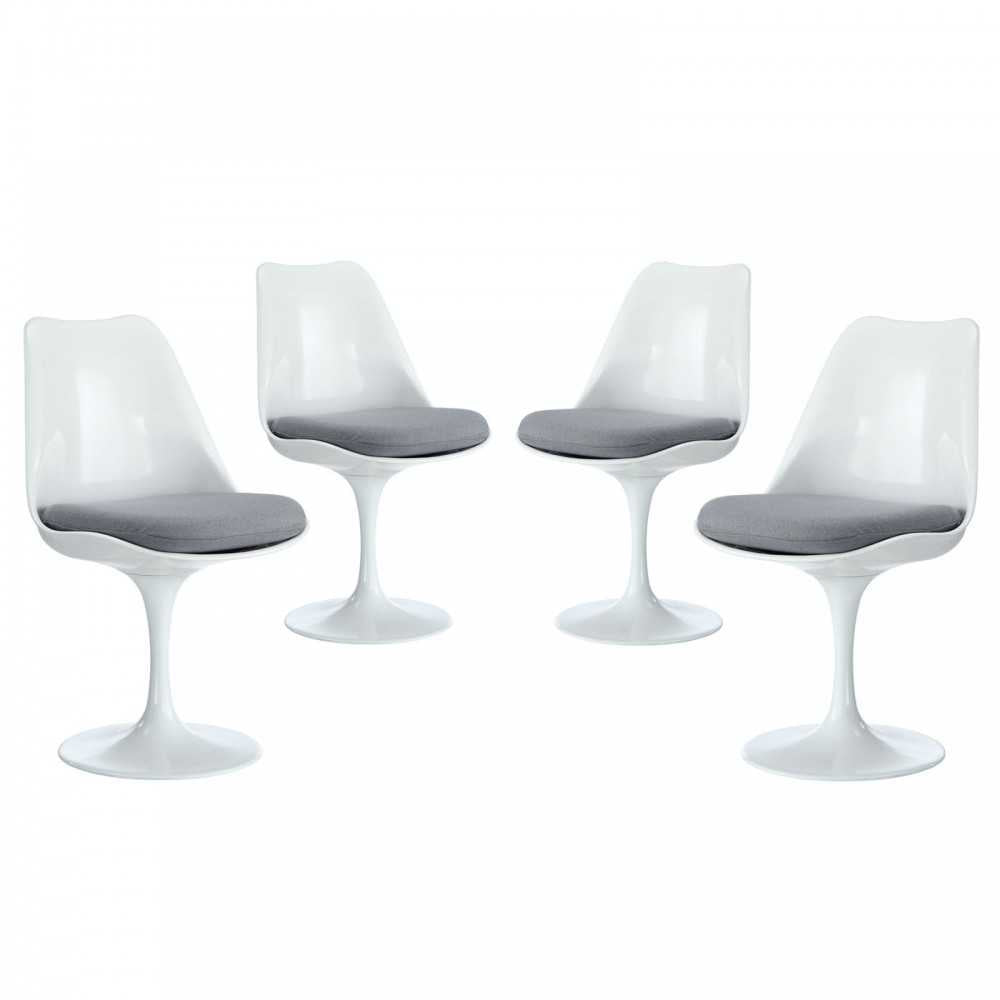 Lippa Dining Side Chair Fabric Set of 4, Gray