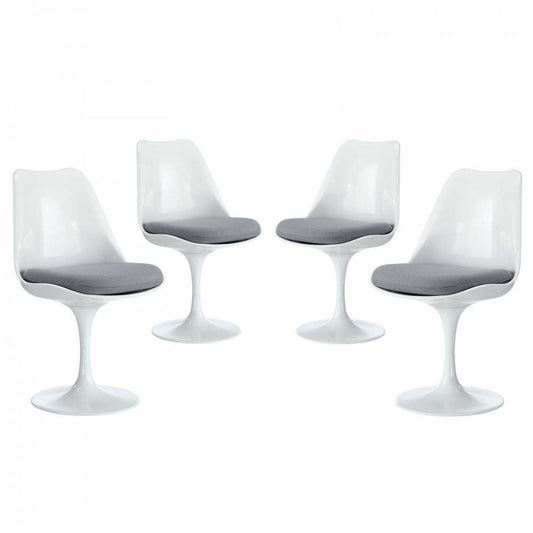 Lippa Dining Side Chair Fabric Set of 4, Gray