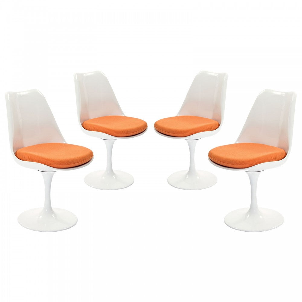 Lippa Dining Side Chair Fabric Set of 4, Orange