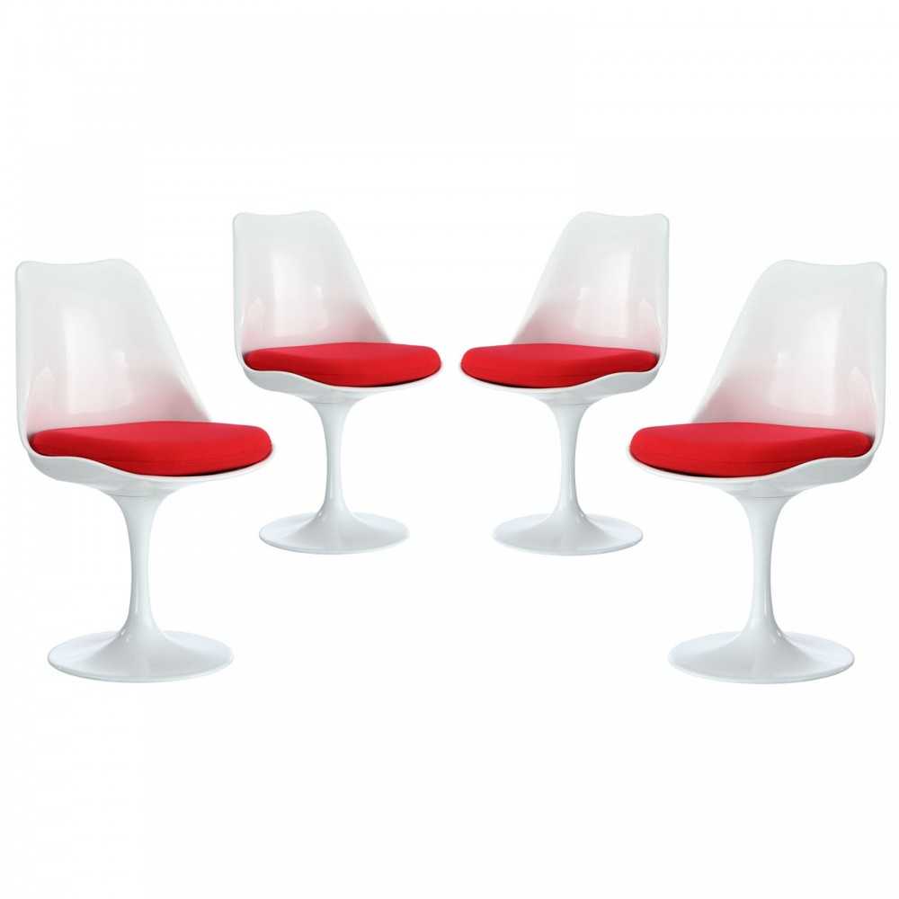 Lippa Dining Side Chair Fabric Set of 4, Red