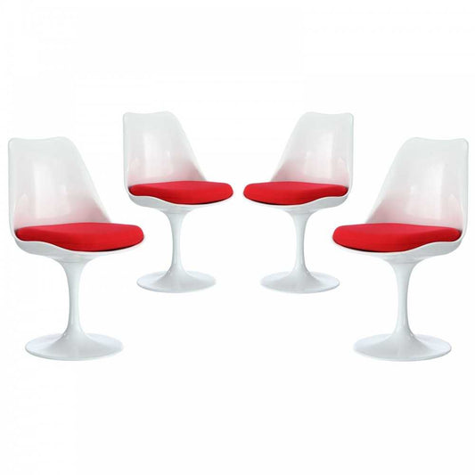 Lippa Dining Side Chair Fabric Set of 4, Red
