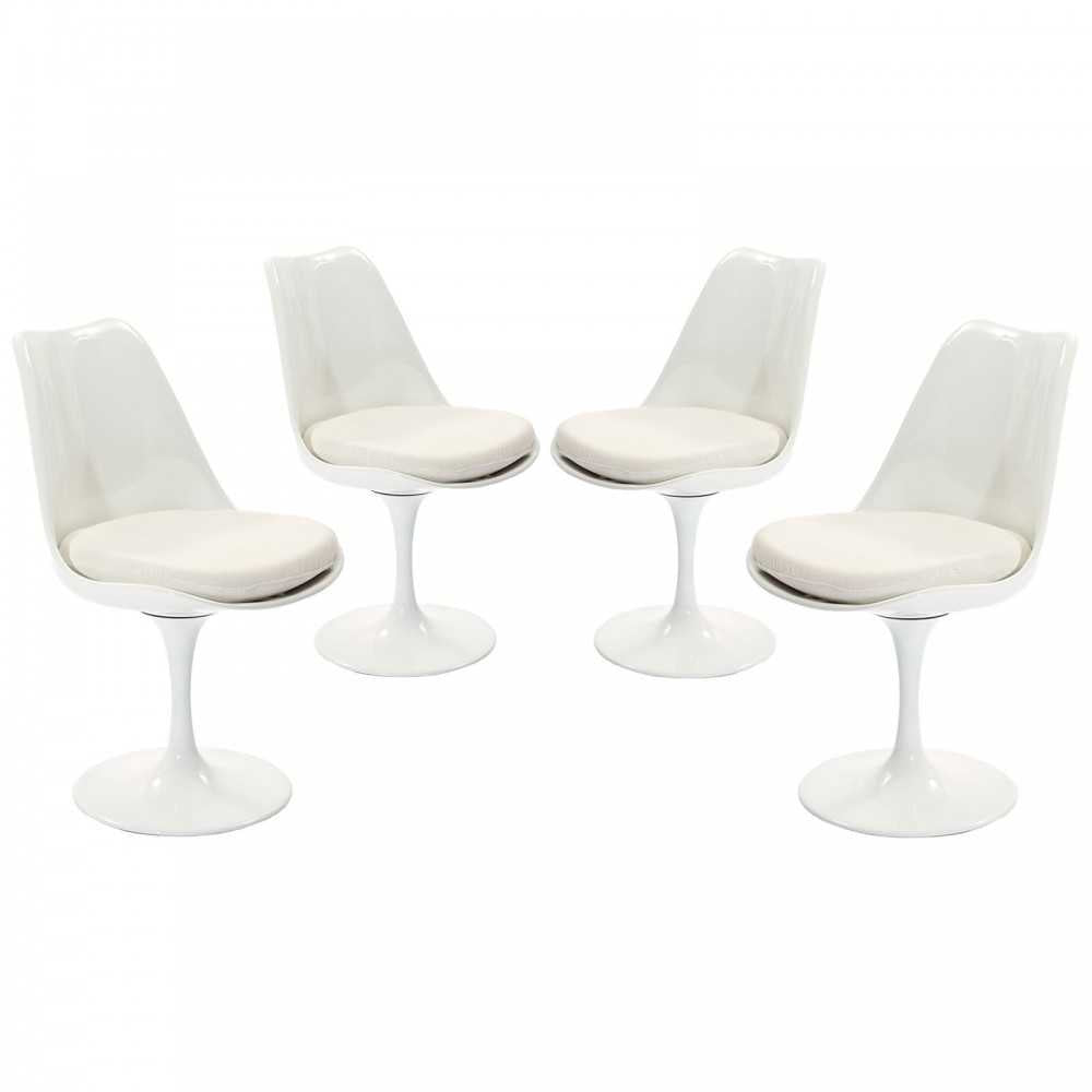Lippa Dining Side Chair Fabric Set of 4, White