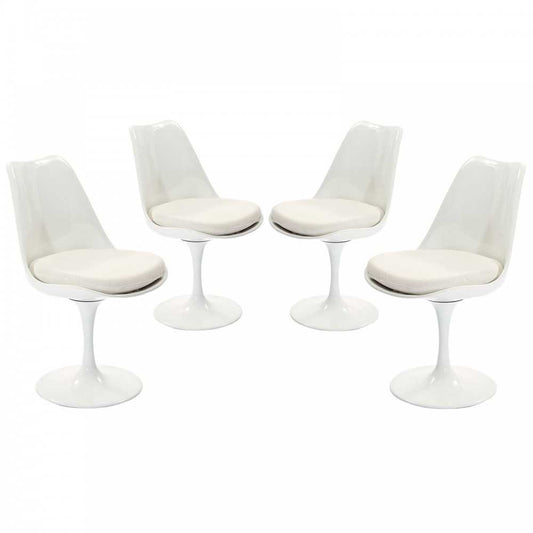 Lippa Dining Side Chair Fabric Set of 4, White