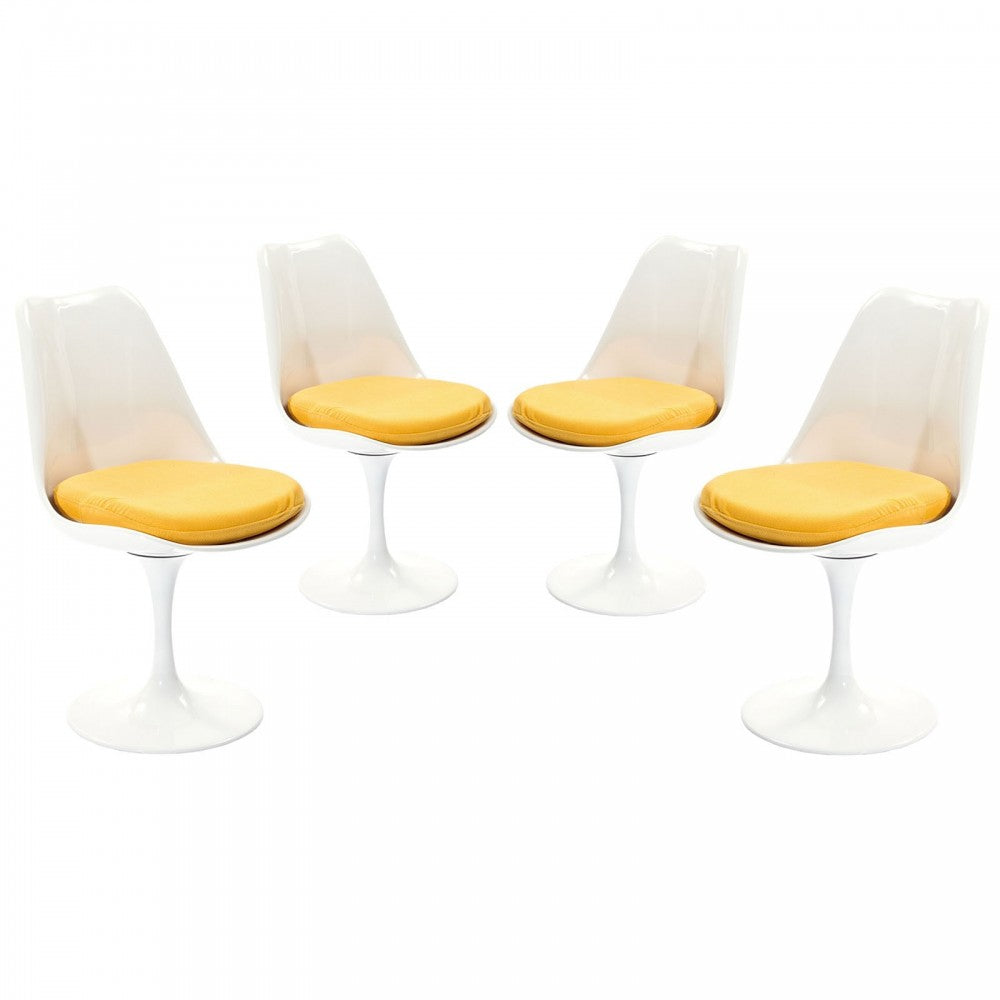 Lippa Dining Side Chair Fabric Set of 4, Yellow