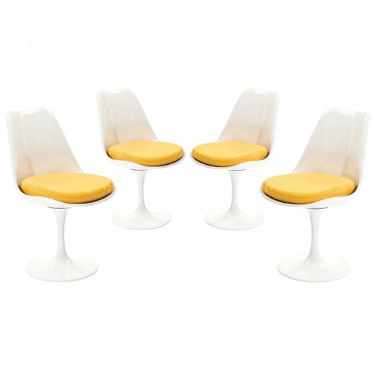 Lippa Dining Side Chair Fabric Set of 4, Yellow