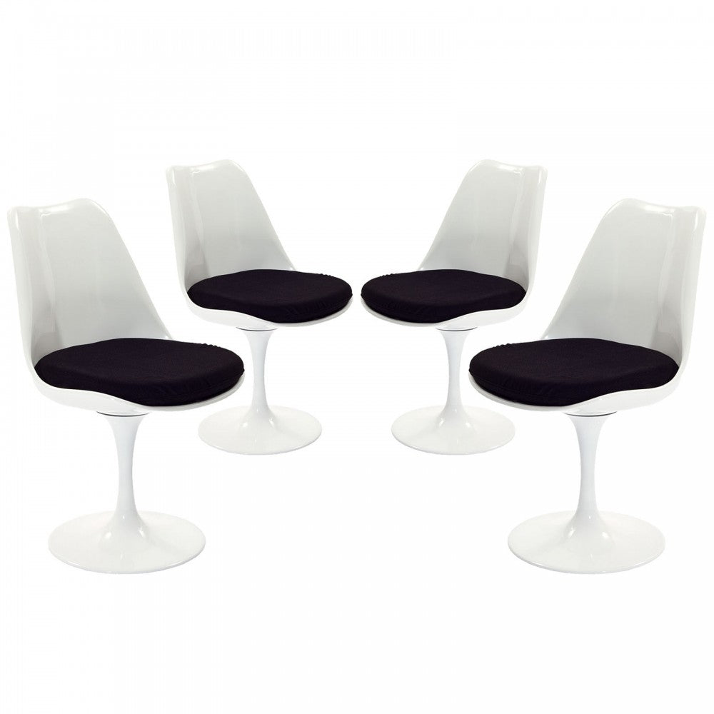 Lippa Dining Side Chair Fabric Set of 4, Black