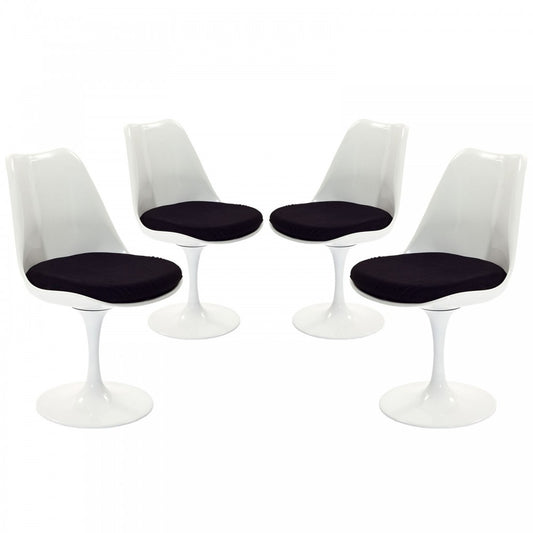 Lippa Dining Side Chair Fabric Set of 4, Black