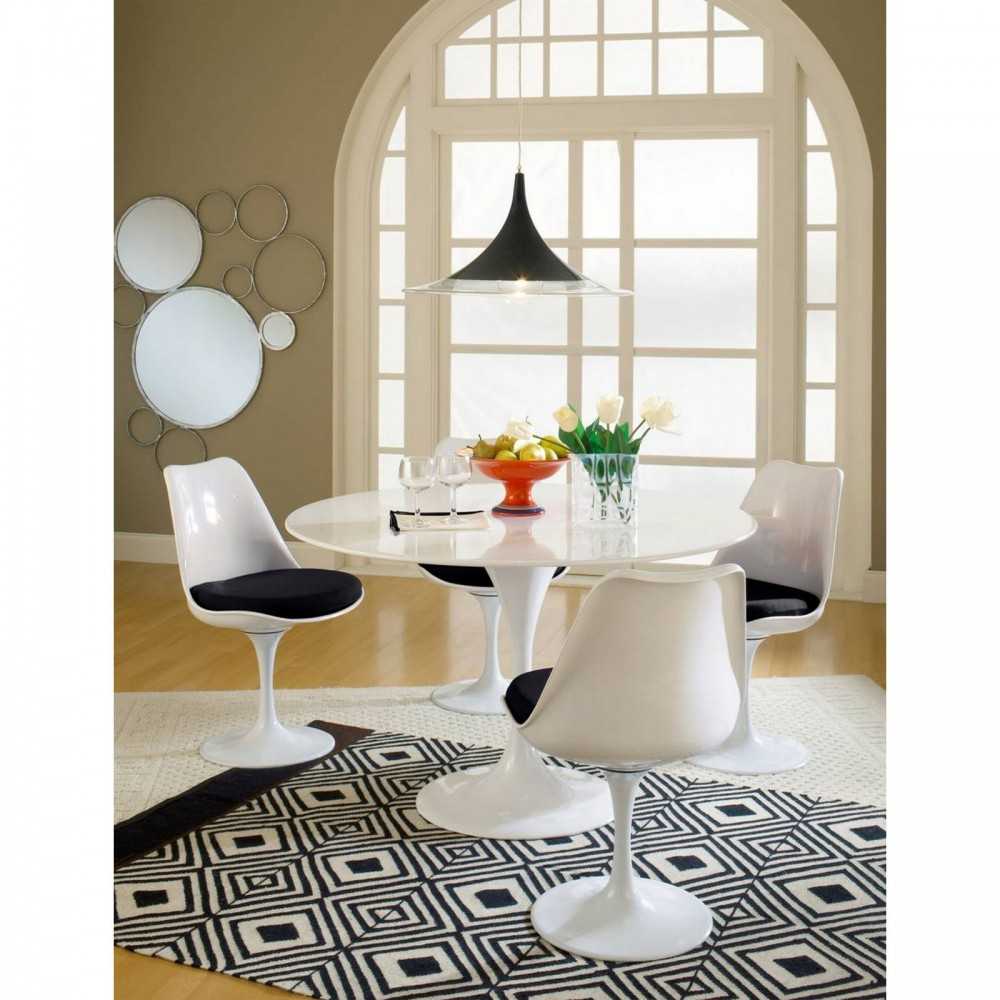 Lippa Dining Side Chair Fabric Set of 4, Black