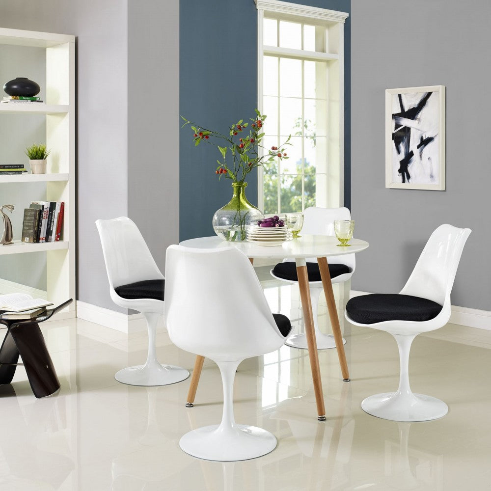Lippa Dining Side Chair Fabric Set of 4, Black