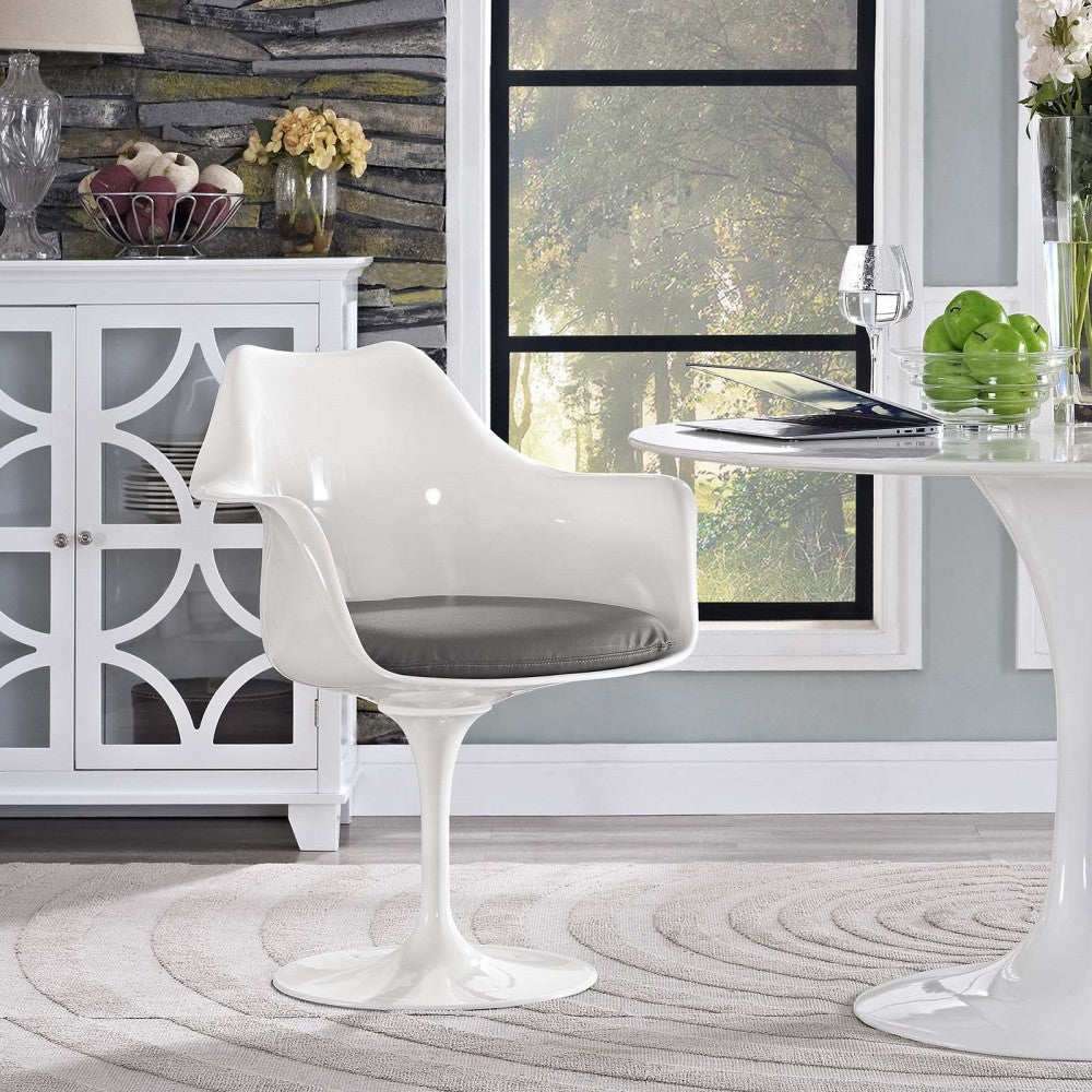 Lippa Dining Vinyl Armchair, Gray