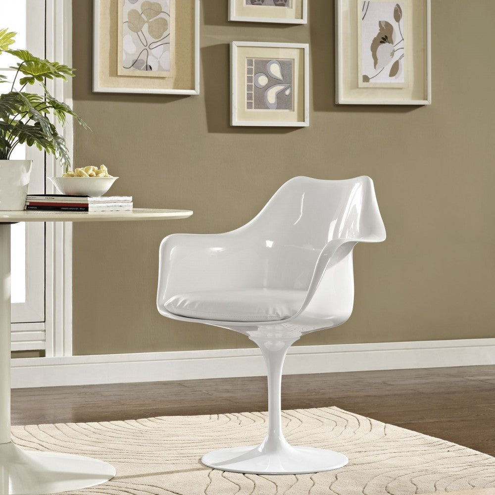 Lippa Dining Vinyl Armchair, White