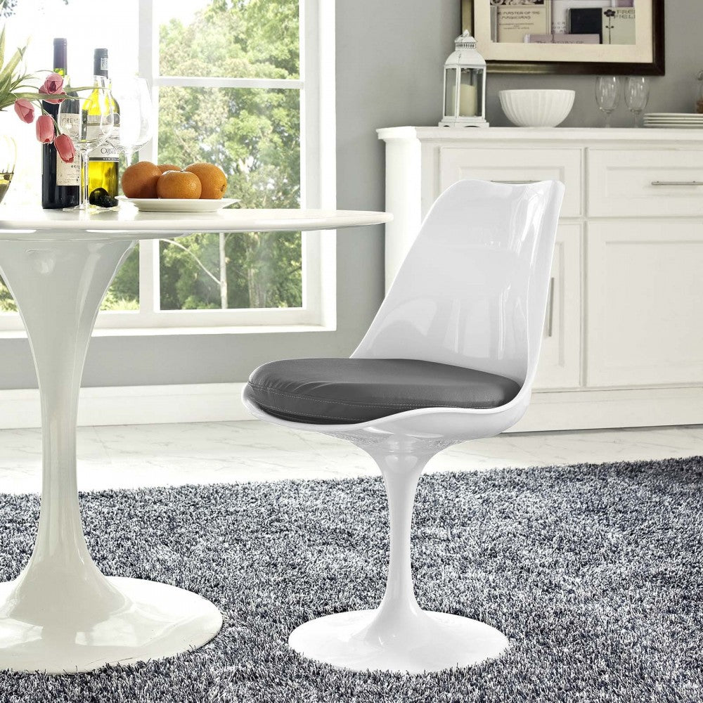Lippa Dining Vinyl Side Chair, Gray