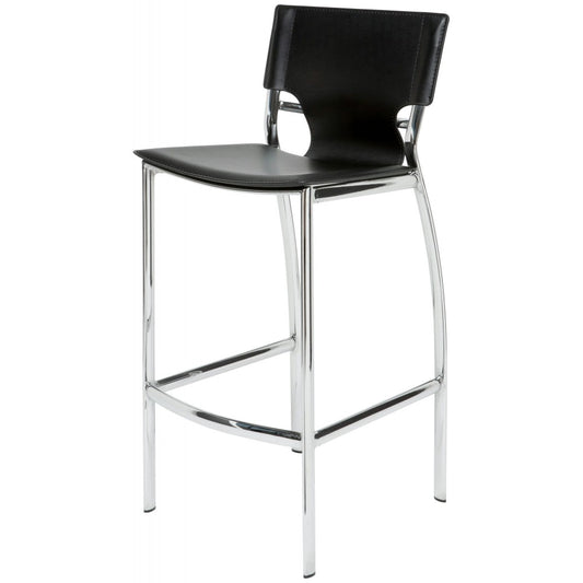 Lisbon Black Leather Bar Stool