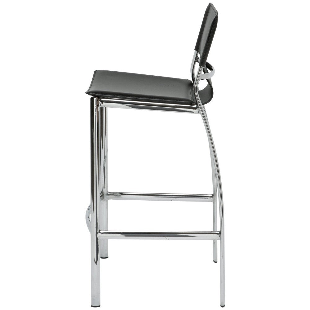 Lisbon Black Leather Bar Stool