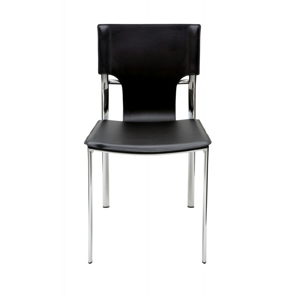 Lisbon Black Leather Dining Chair