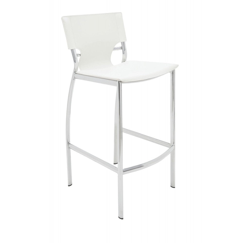 Lisbon White Leather Bar Stool