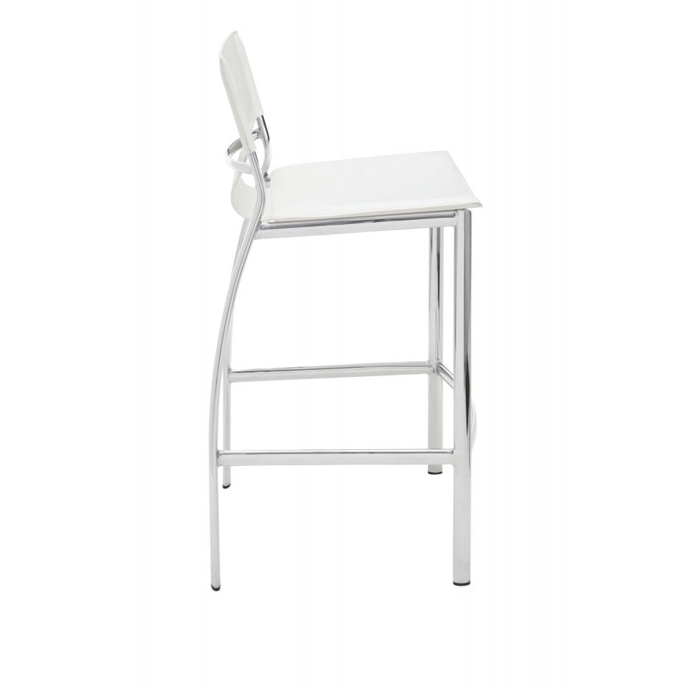 Lisbon White Leather Bar Stool