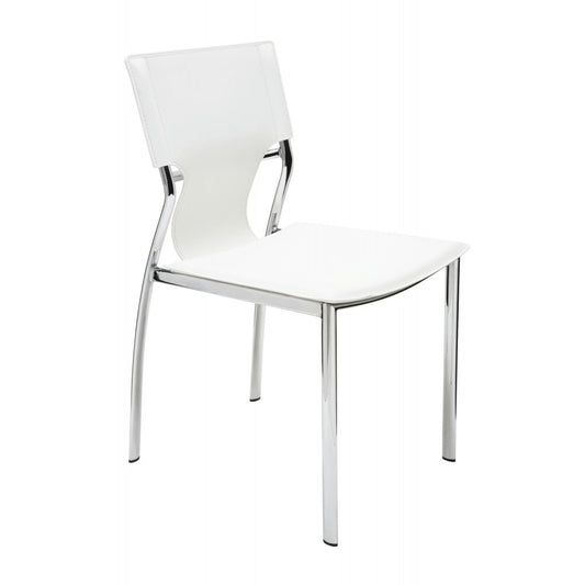 Lisbon White Leather Dining Chair