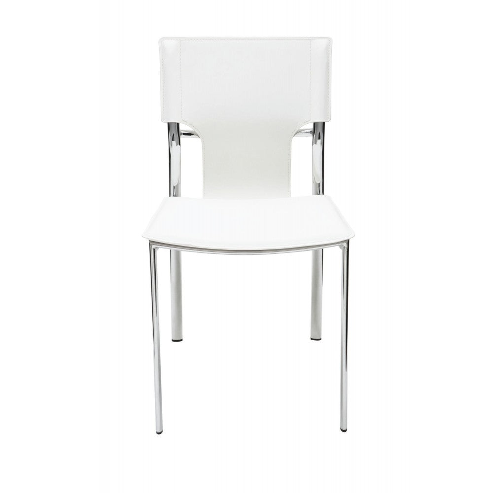 Lisbon White Leather Dining Chair