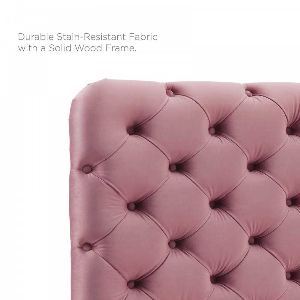 Lizzy Tufted Full/Queen Performance Velvet Headboard, Dusty Rose