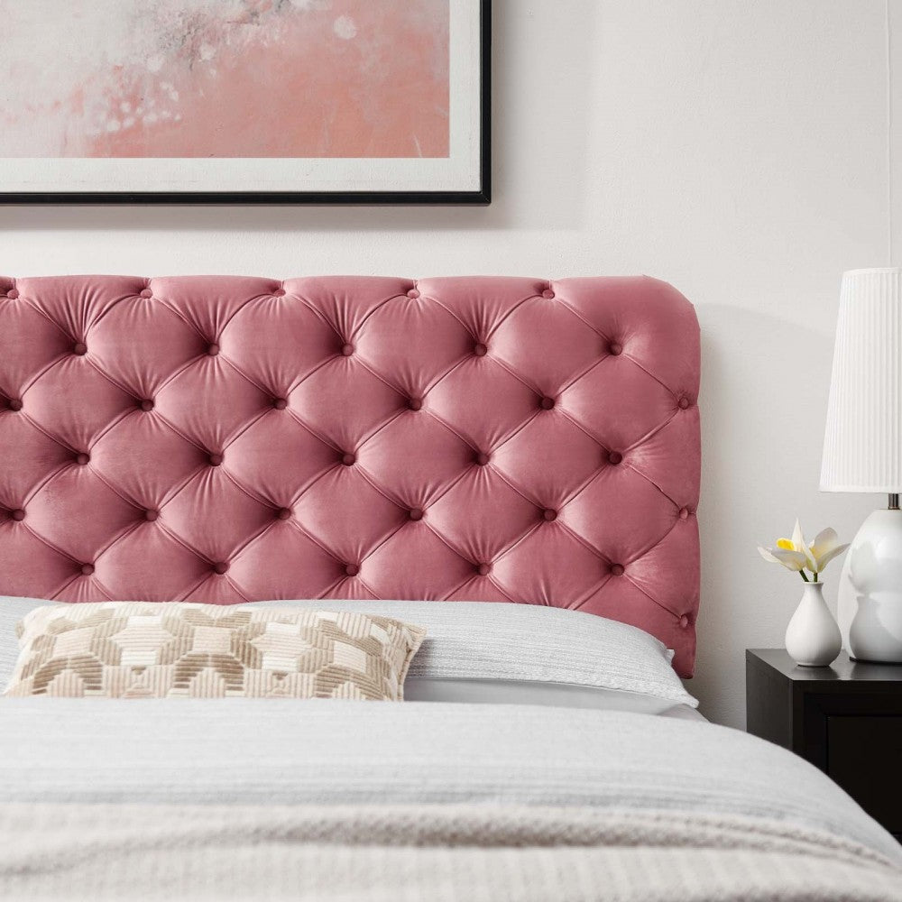 Lizzy Tufted Full/Queen Performance Velvet Headboard, Dusty Rose