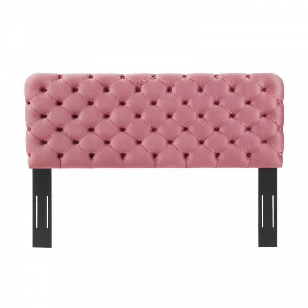 Lizzy Tufted Full/Queen Performance Velvet Headboard, Dusty Rose