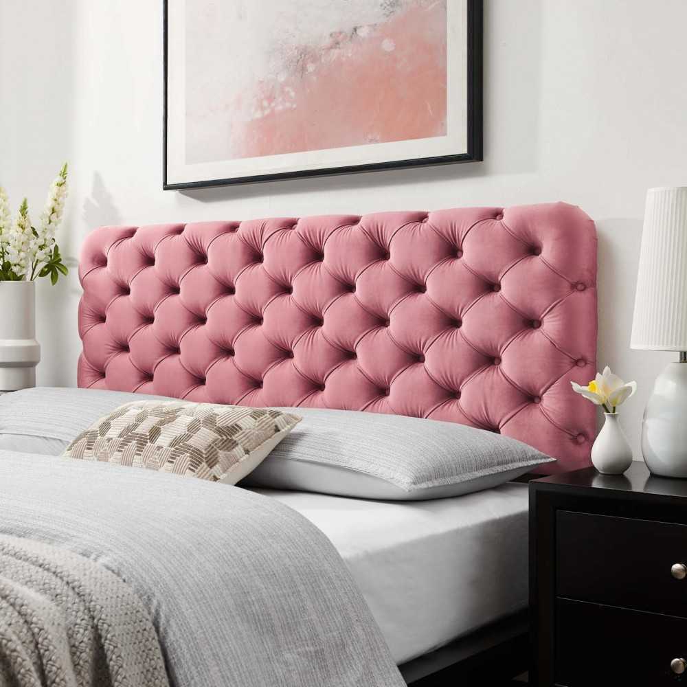 Lizzy Tufted Full/Queen Performance Velvet Headboard, Dusty Rose