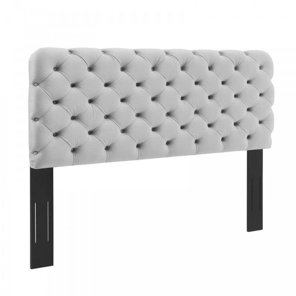 Lizzy Tufted Full/Queen Performance Velvet Headboard, Light Gray